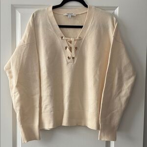NWOT Ever New Size L Lace-Up Sweater - Cream